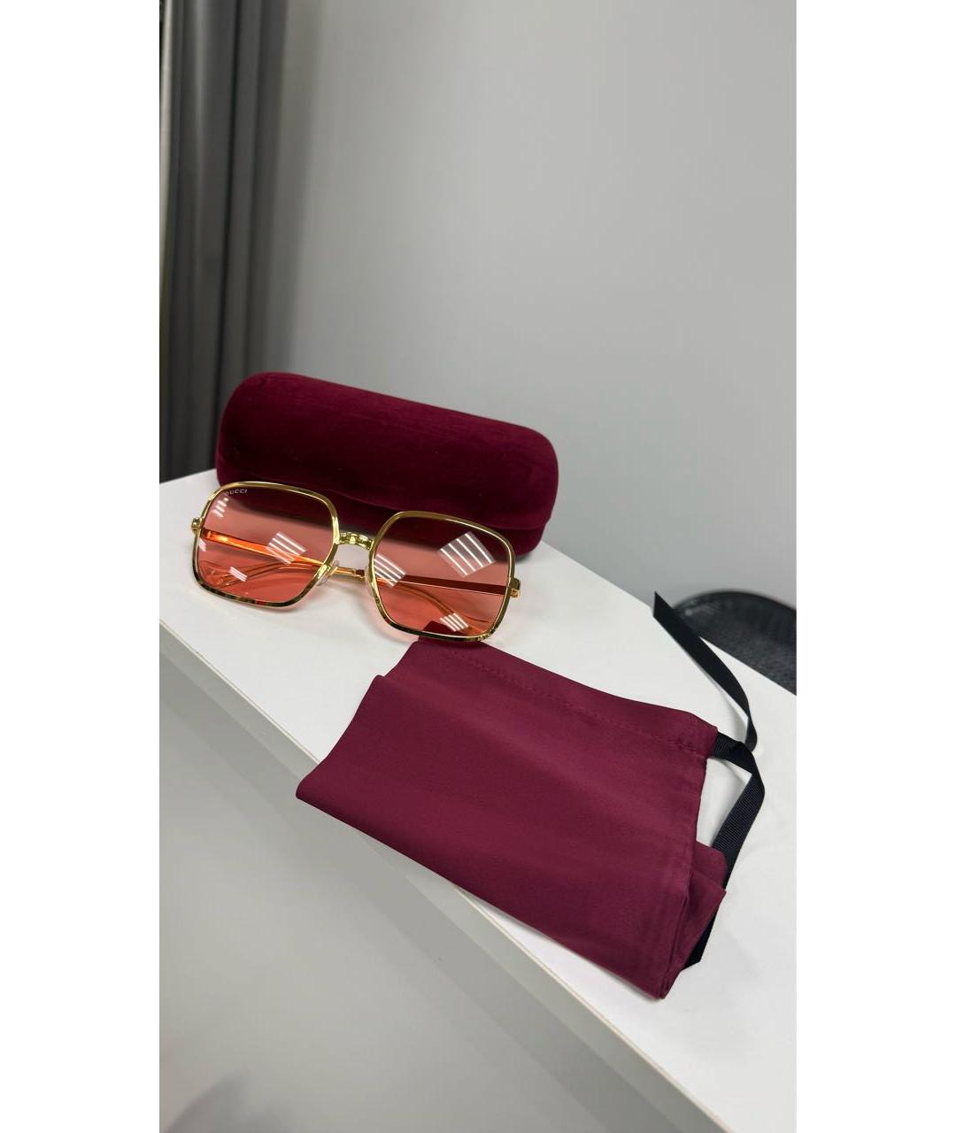 GUCCI Розовые металлические солнцезащитные очки, фото 4