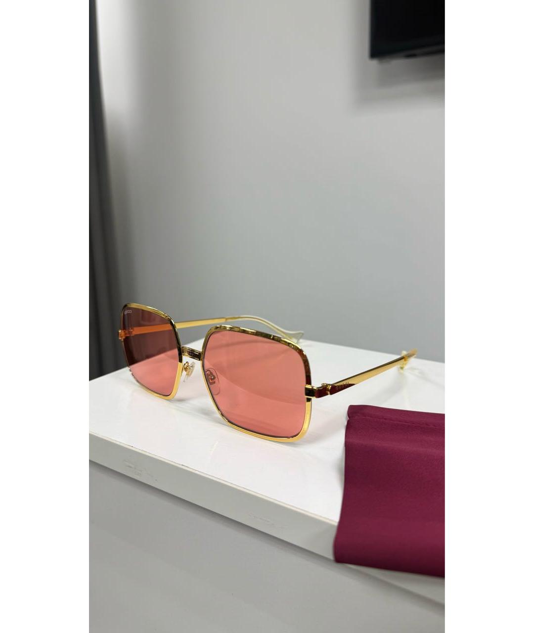GUCCI Розовые металлические солнцезащитные очки, фото 2