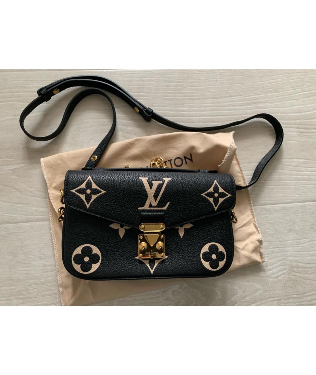 LOUIS VUITTON Черная кожаная сумка через плечо, фото 9