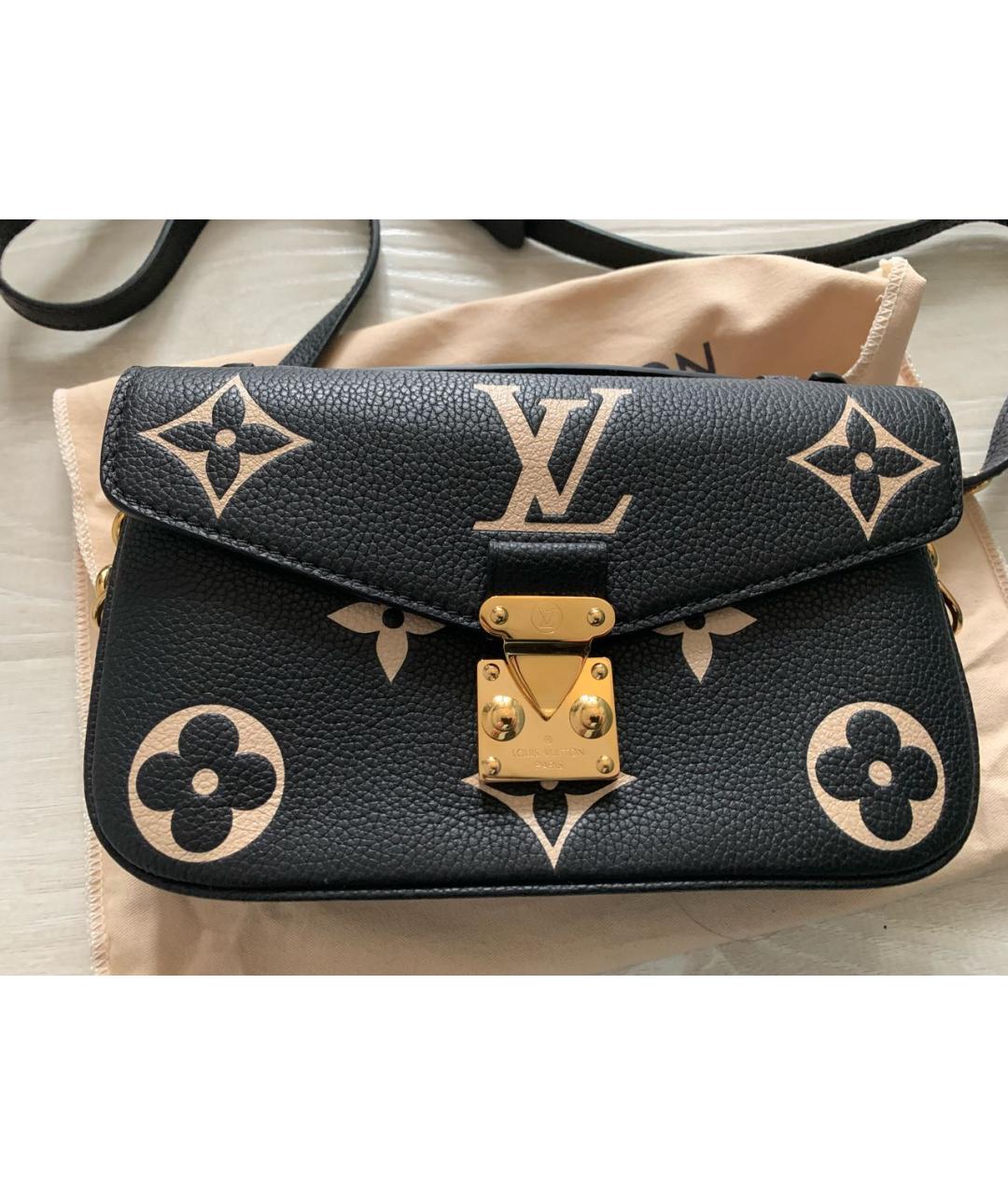 LOUIS VUITTON Черная кожаная сумка через плечо, фото 6