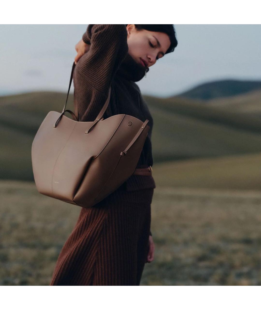 POLENE Коричневая кожаная сумка тоут, фото 3