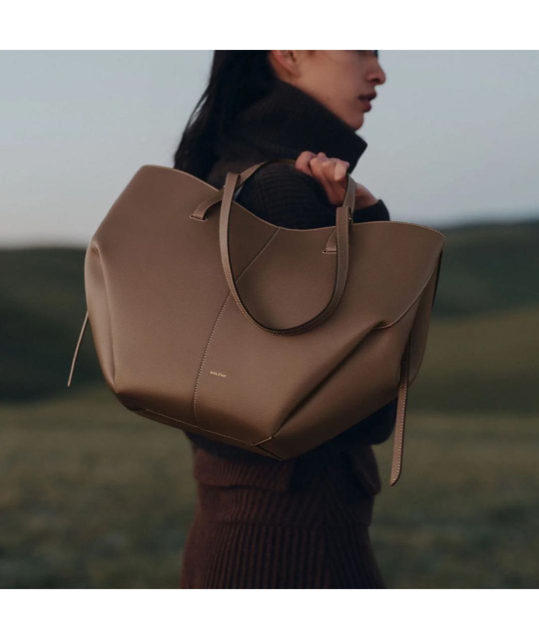 POLENE Коричневая кожаная сумка тоут, фото 2