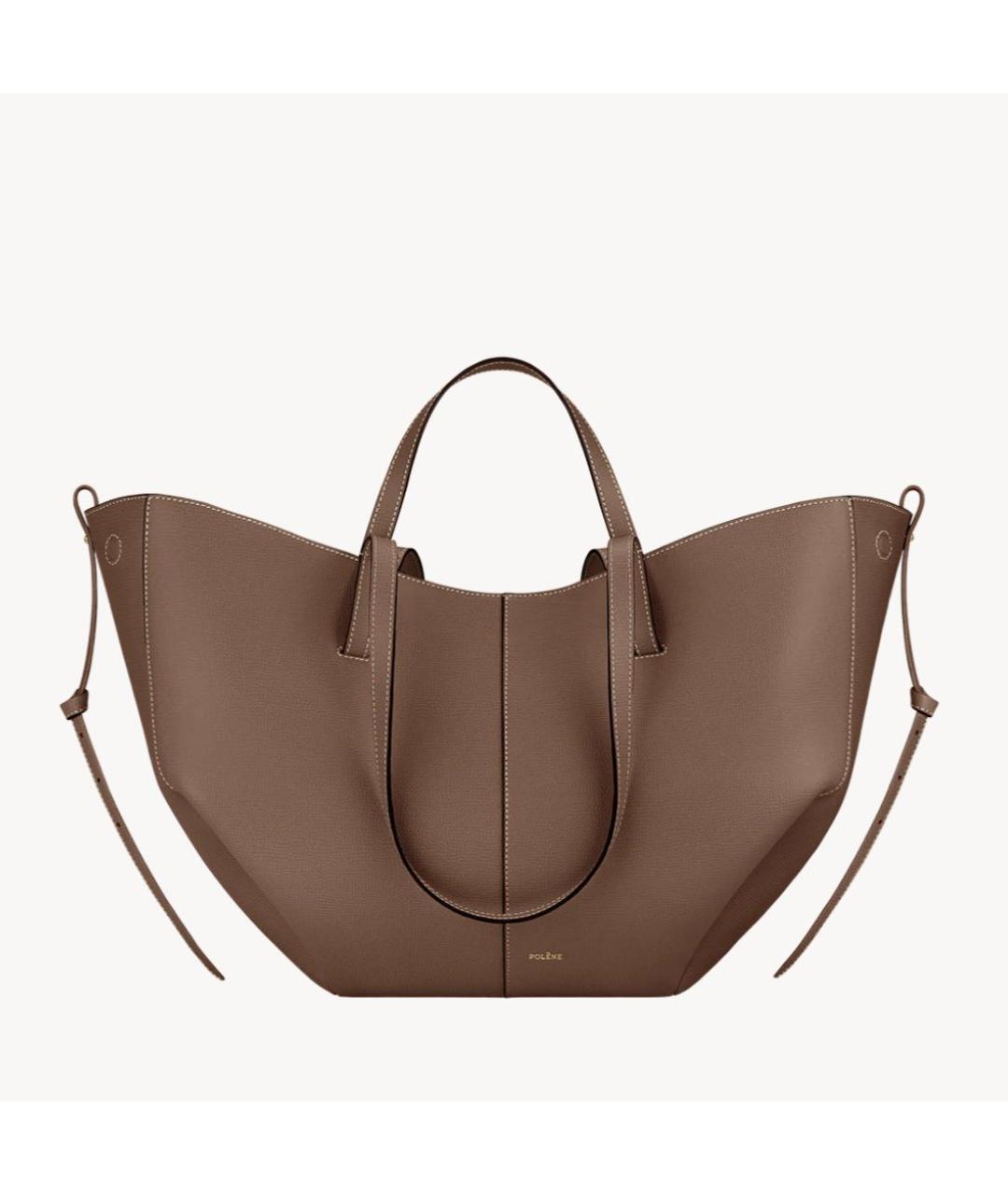 POLENE Коричневая кожаная сумка тоут, фото 4