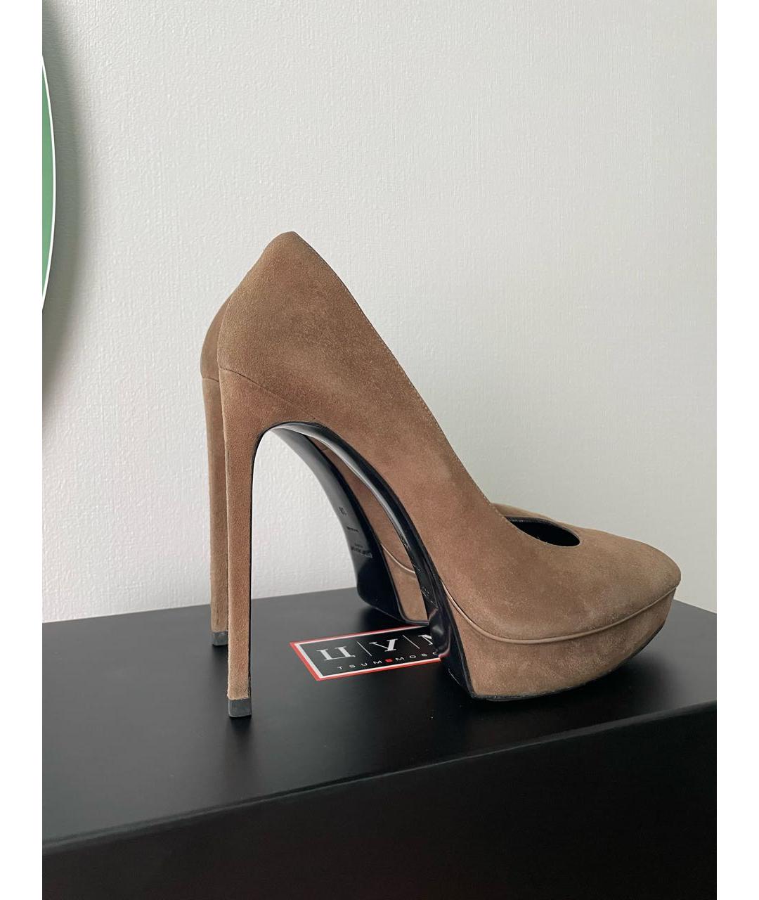 SAINT LAURENT Бежевые замшевые туфли, фото 5