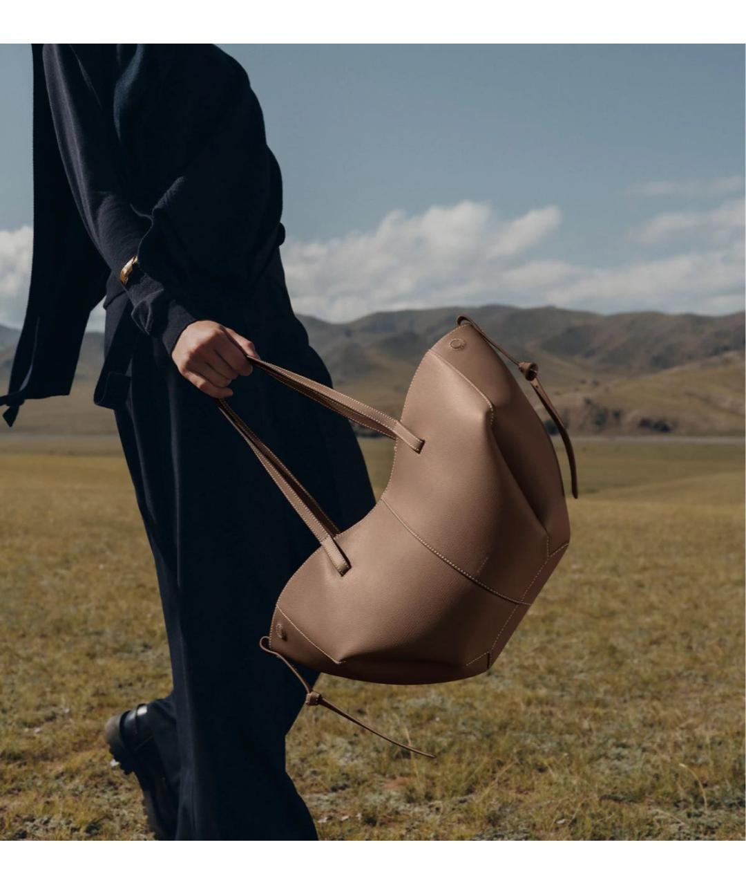 POLENE Коричневая кожаная сумка тоут, фото 4