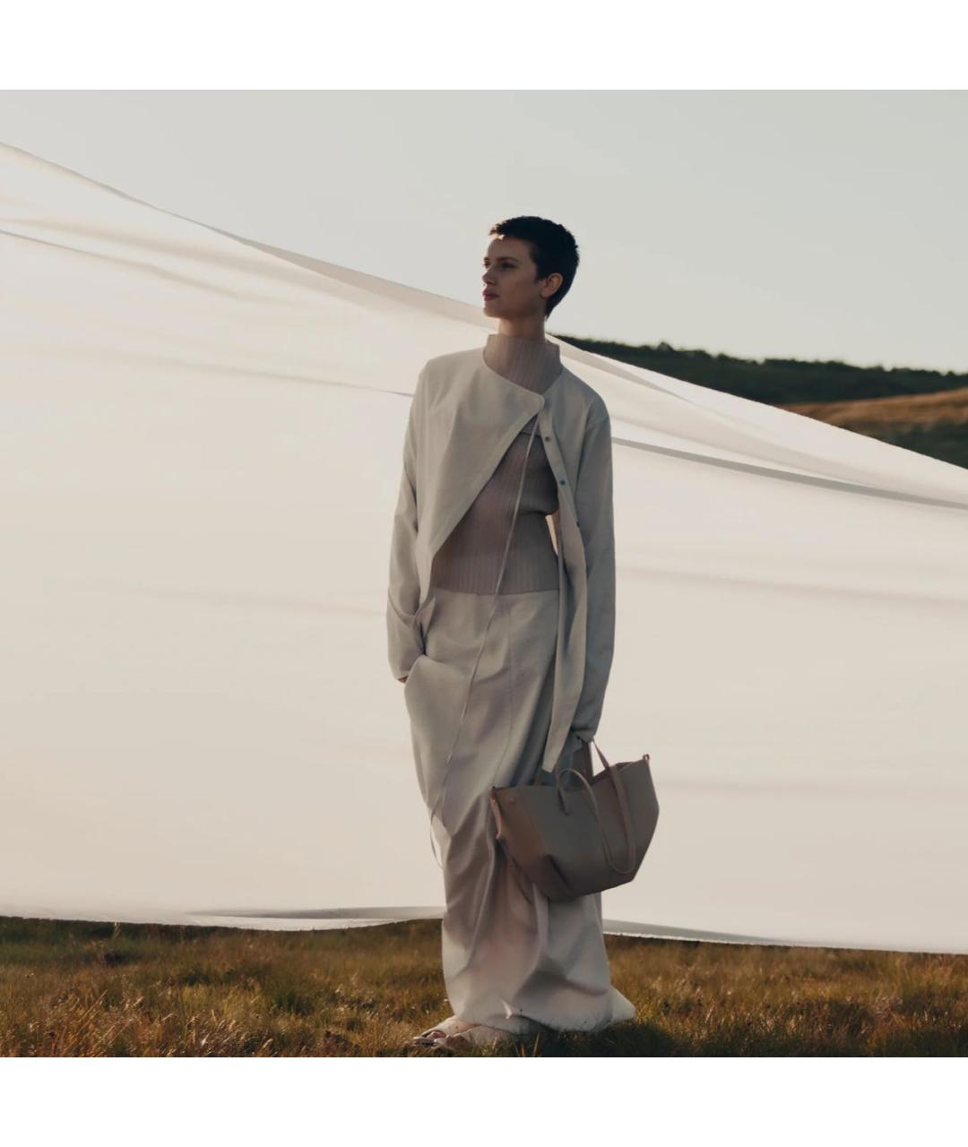 POLENE Бежевая кожаная сумка тоут, фото 2