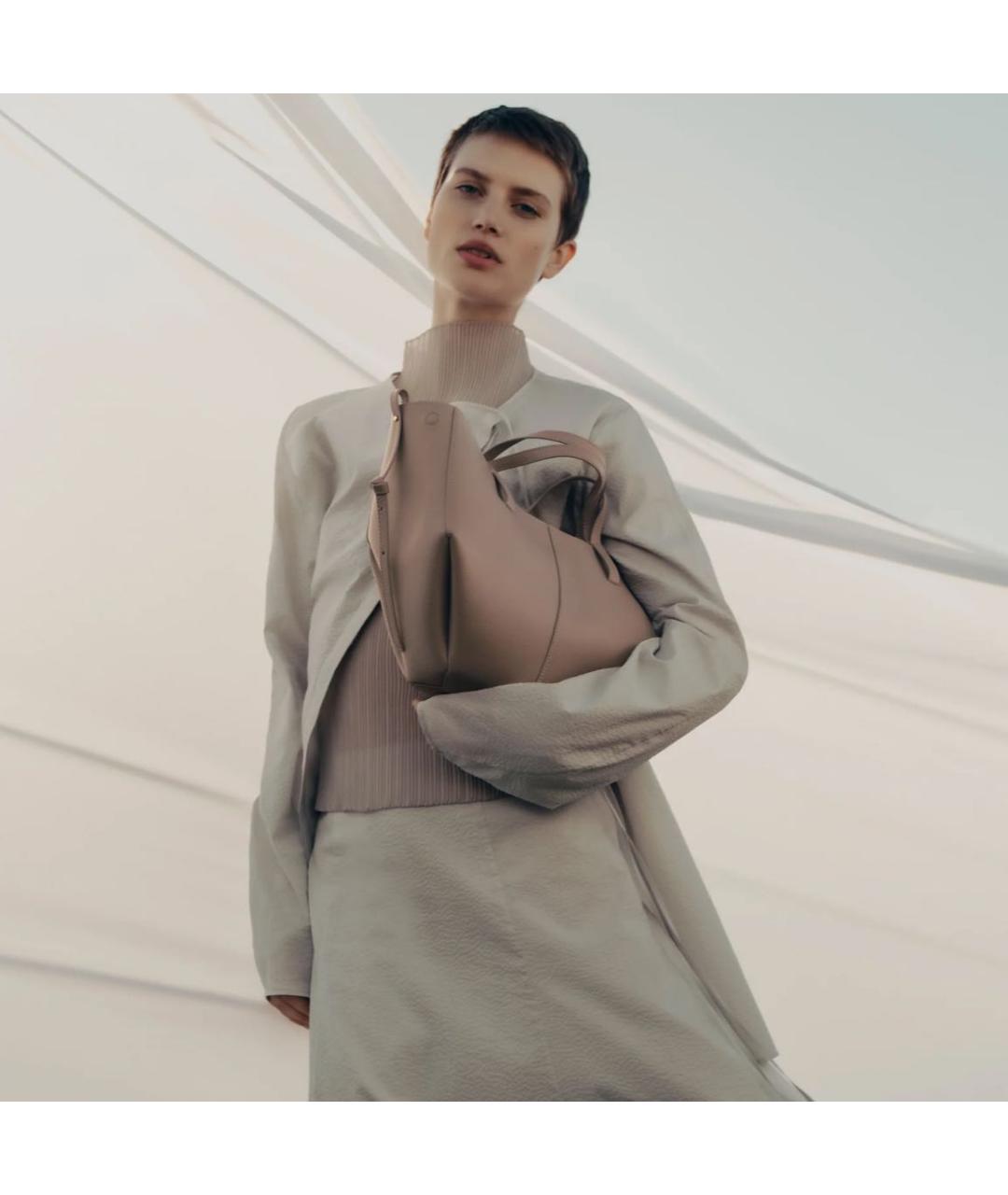 POLENE Бежевая кожаная сумка тоут, фото 4