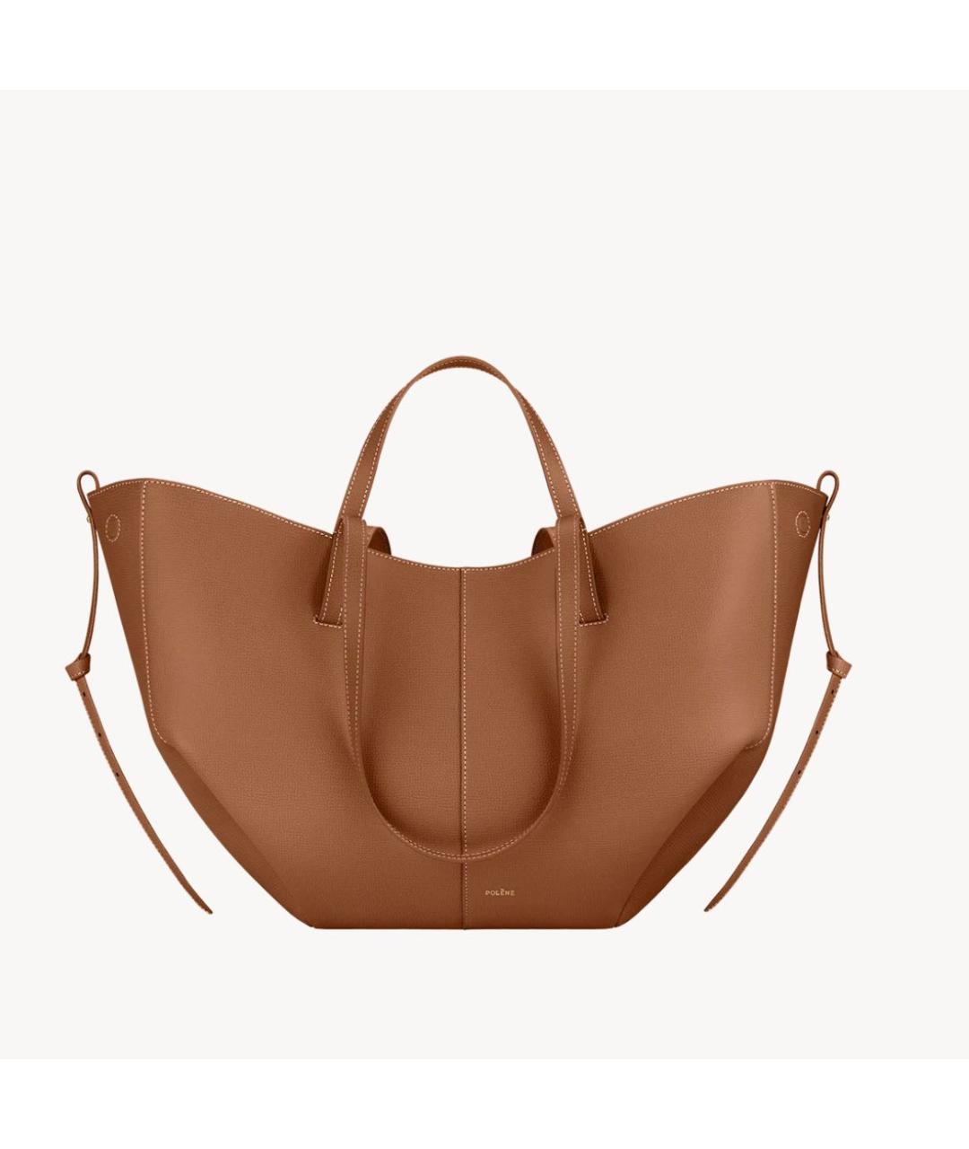 POLENE Коричневая кожаная сумка тоут, фото 4