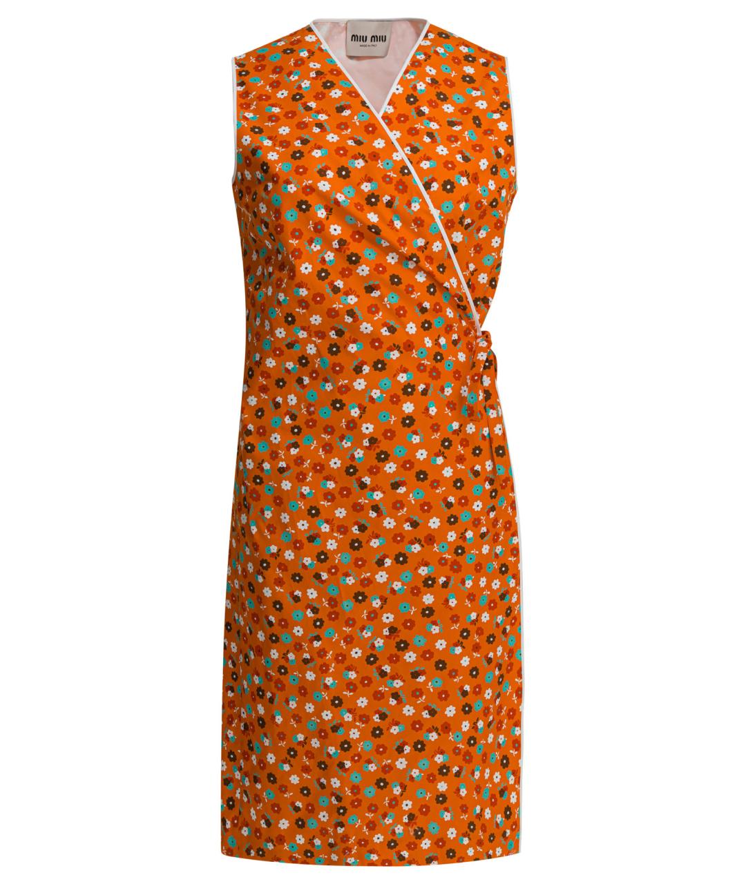 MIU MIU Оранжевое хлопковое повседневное платье, фото 1