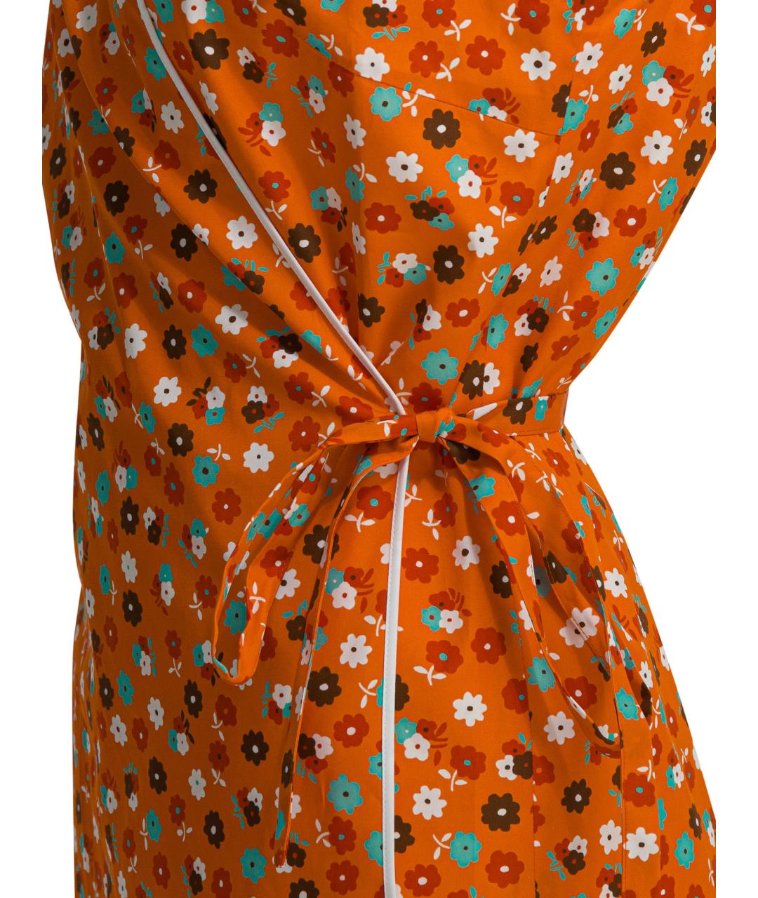 MIU MIU Оранжевое хлопковое повседневное платье, фото 4