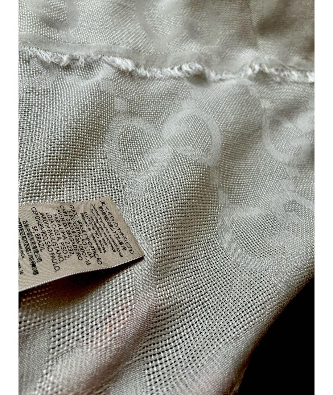 GUCCI Белый шерстяной шарф, фото 2