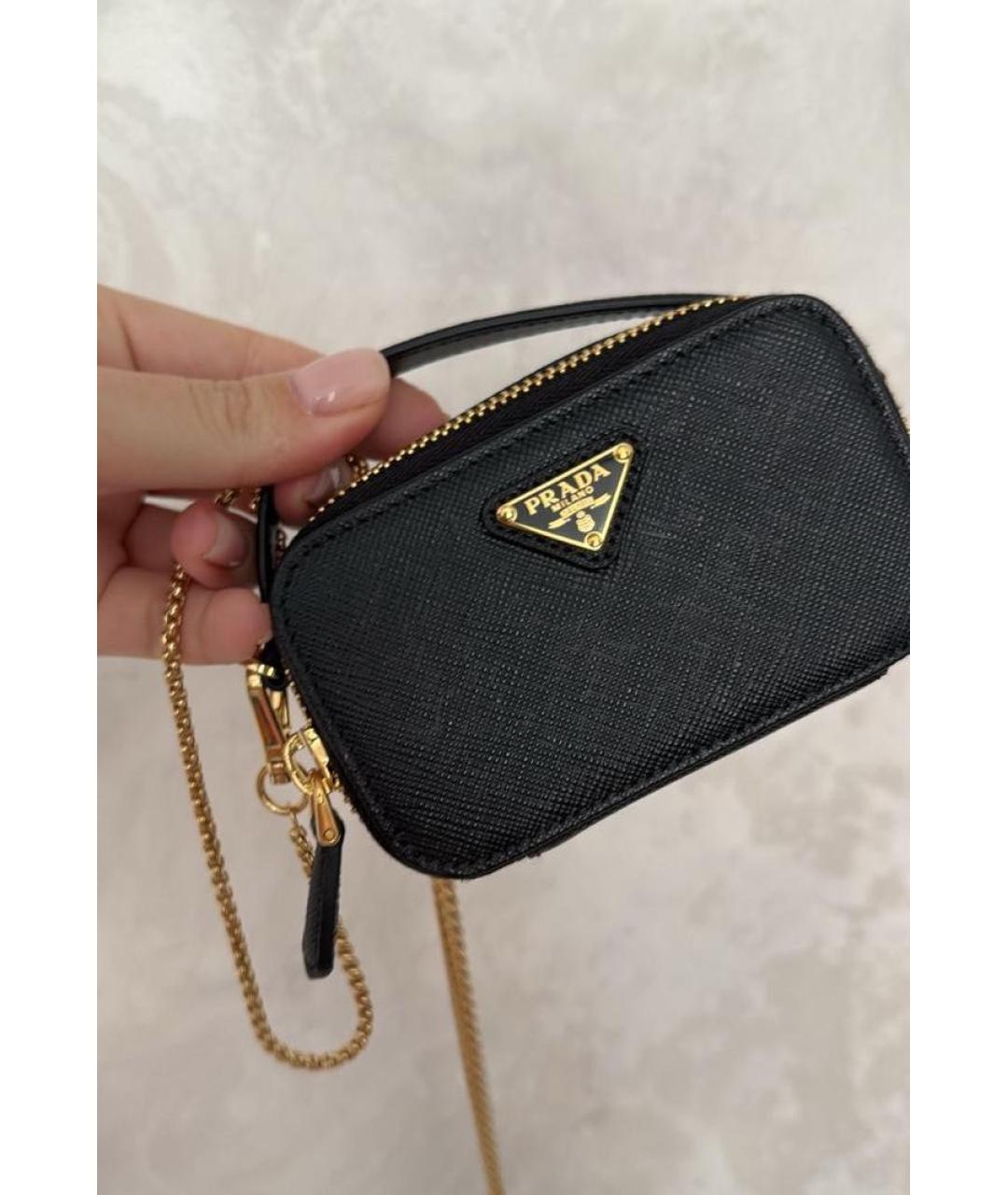 PRADA Черная кожаная сумка через плечо, фото 4