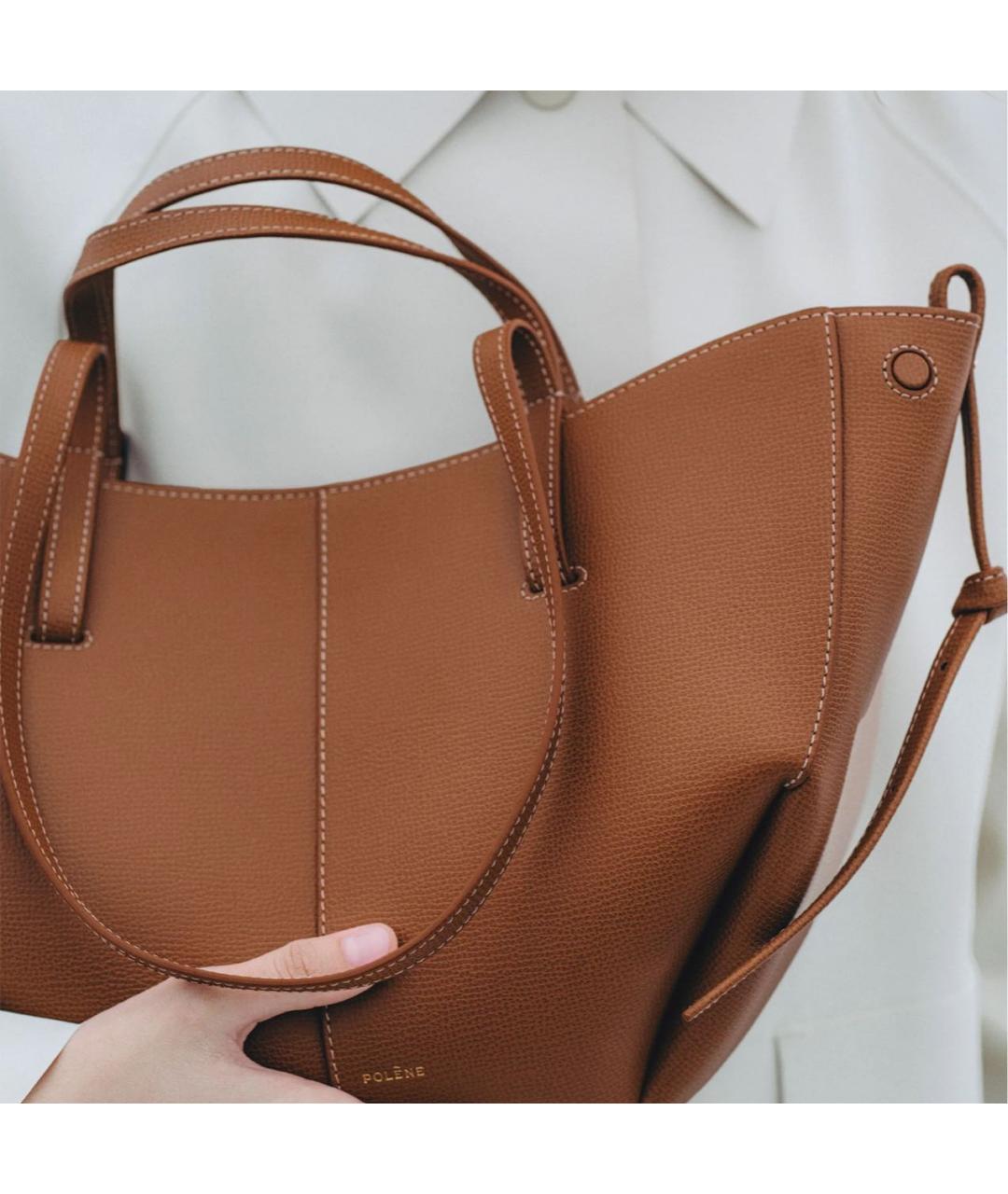 POLENE Коричневая кожаная сумка тоут, фото 4