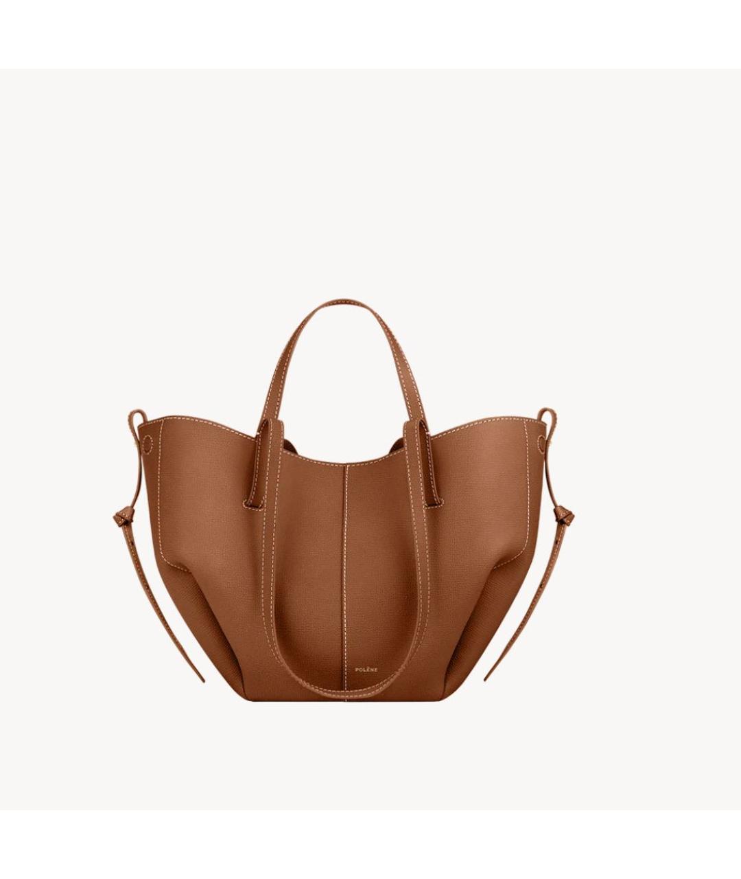 POLENE Коричневая кожаная сумка тоут, фото 5