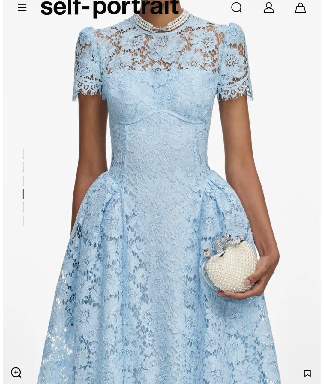 SELF-PORTRAIT Голубое полиэстеровое повседневное платье, фото 7