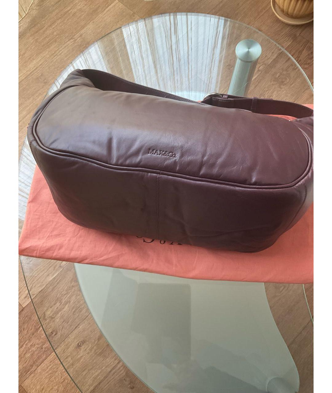 MAX&CO Бордовая кожаная сумка через плечо, фото 2