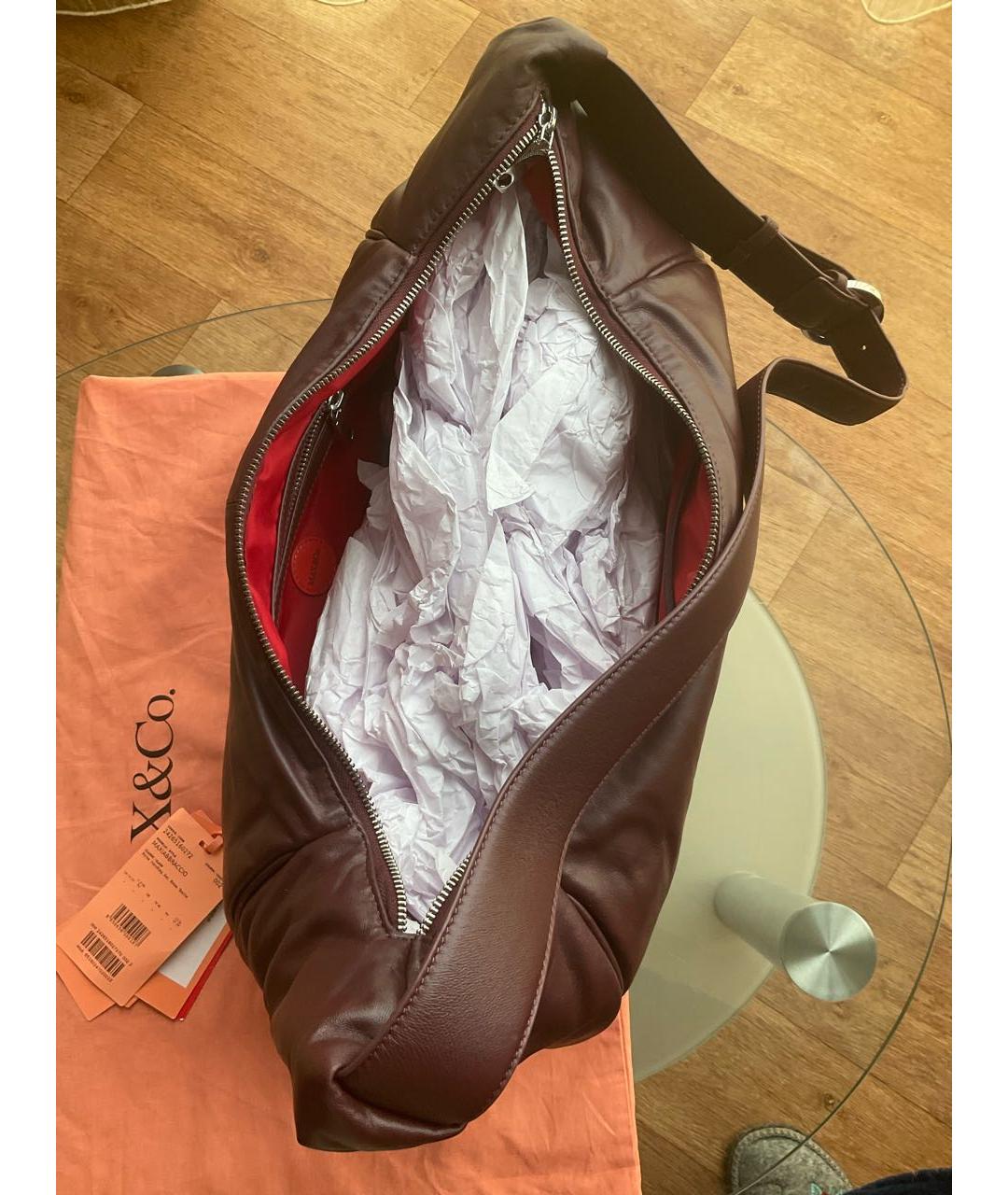 MAX&CO Бордовая кожаная сумка через плечо, фото 4