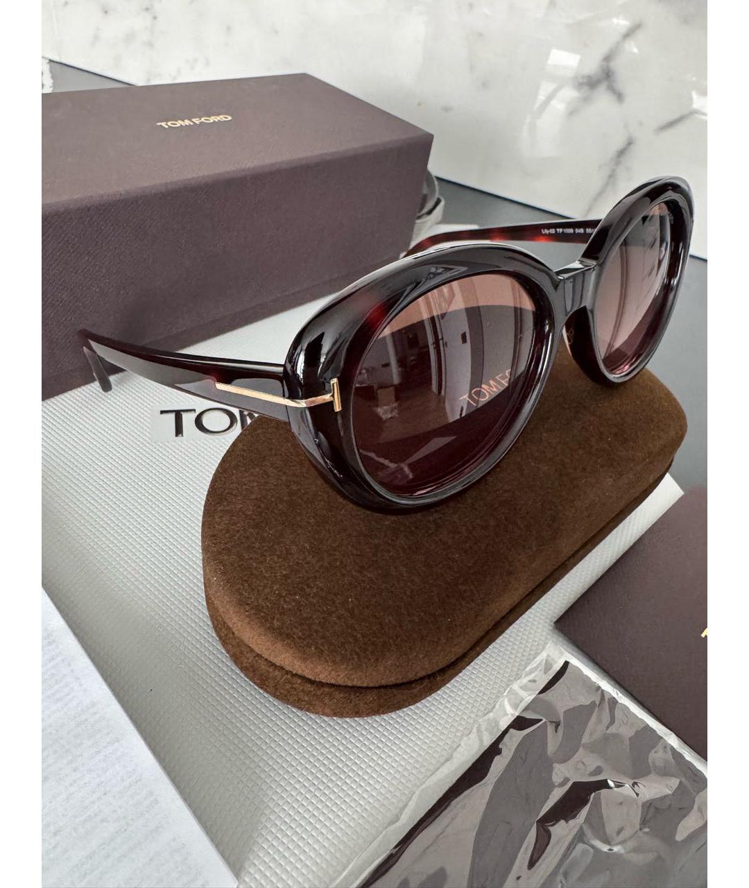 TOM FORD Коричневые пластиковые солнцезащитные очки, фото 7