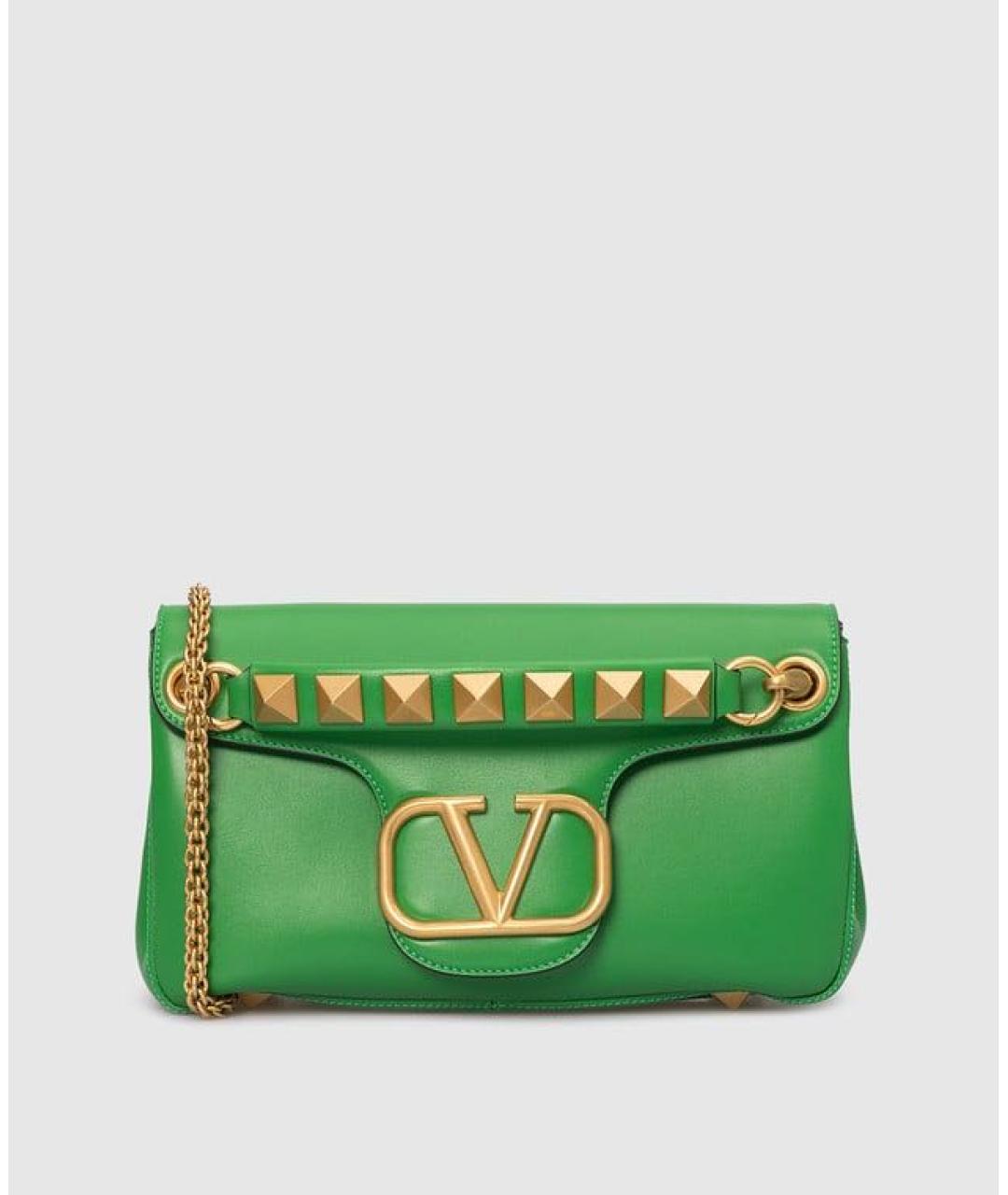 VALENTINO Зеленая кожаная сумка через плечо, фото 6