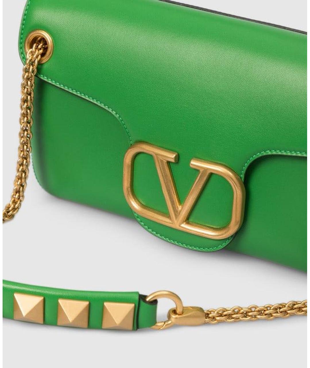 VALENTINO Зеленая кожаная сумка через плечо, фото 2