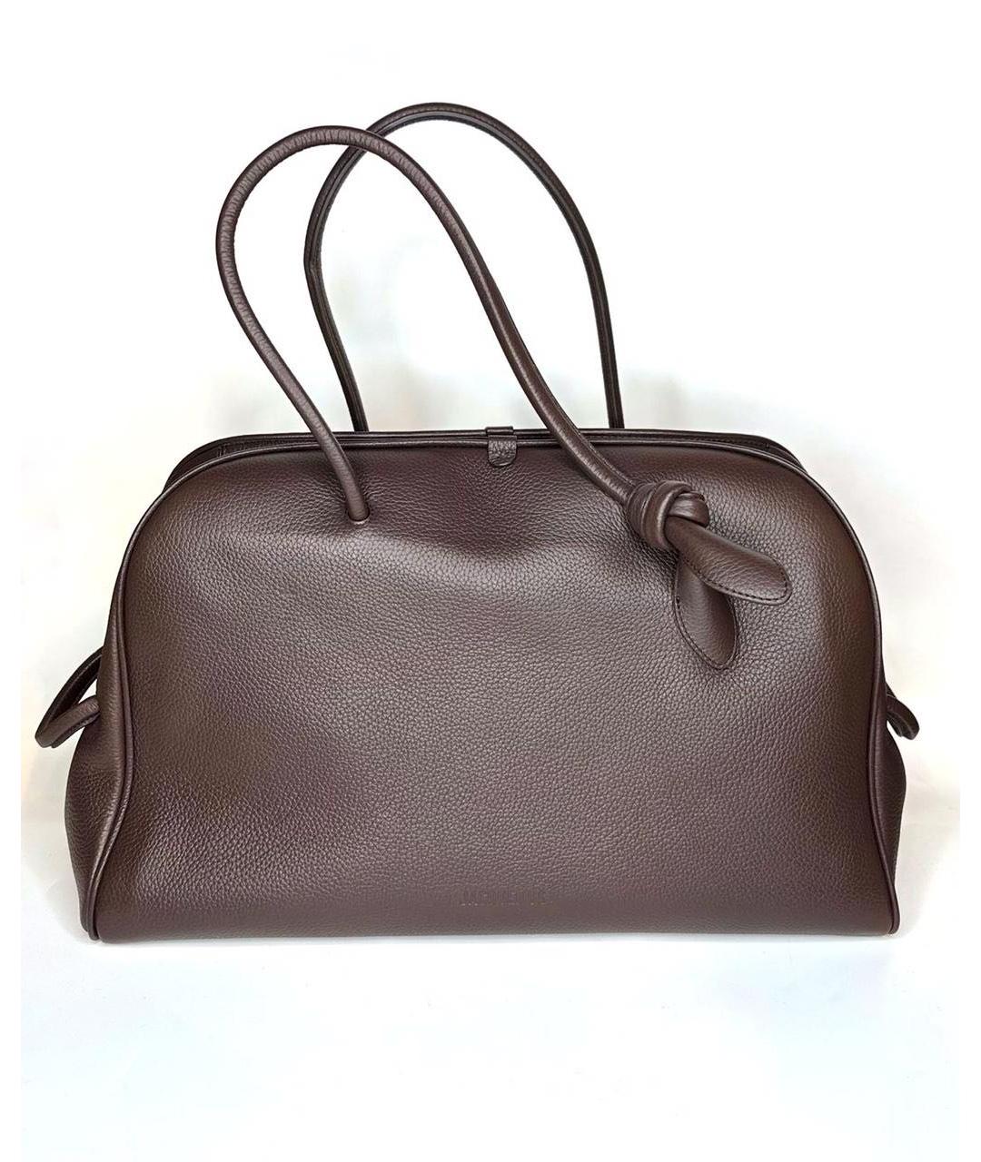 JACQUEMUS Коричневая кожаная сумка с короткими ручками, фото 9