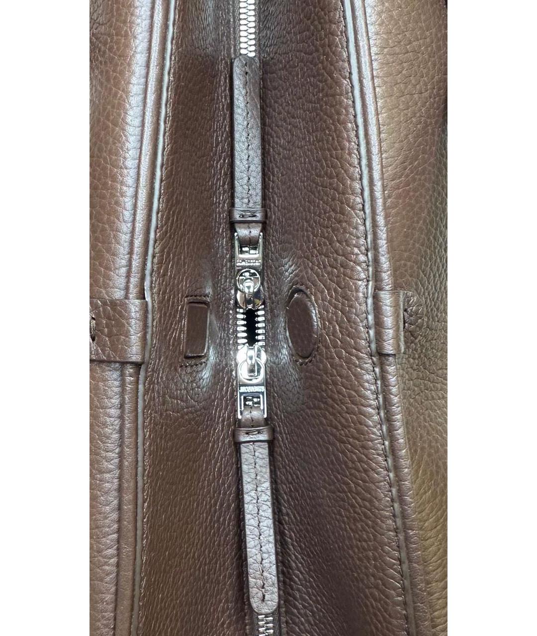 JACQUEMUS Коричневая кожаная сумка с короткими ручками, фото 6