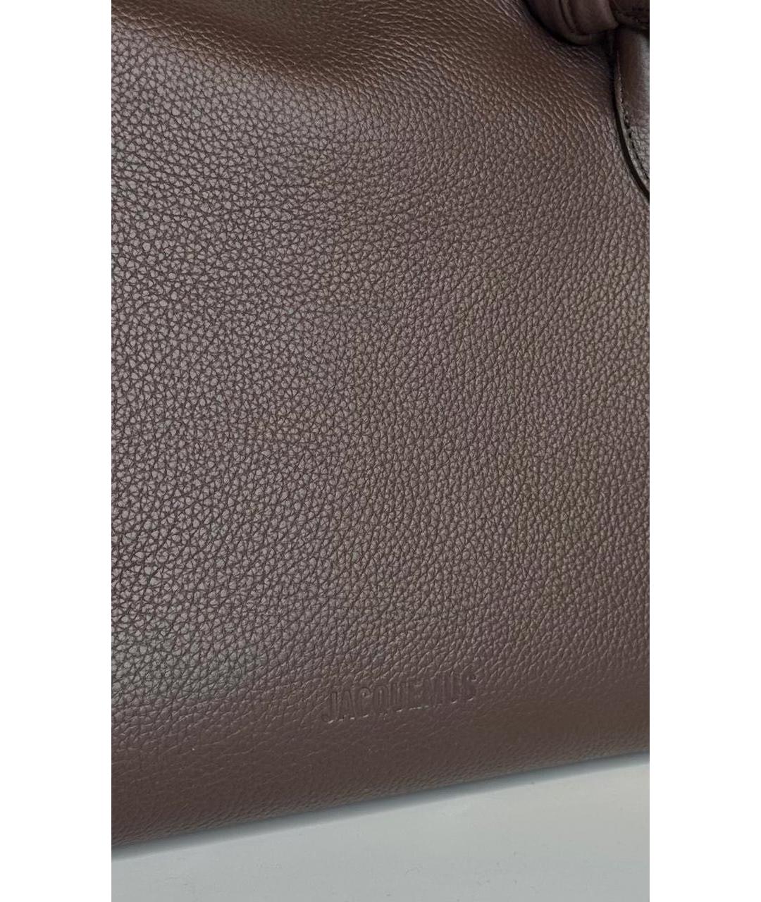 JACQUEMUS Коричневая кожаная сумка с короткими ручками, фото 5