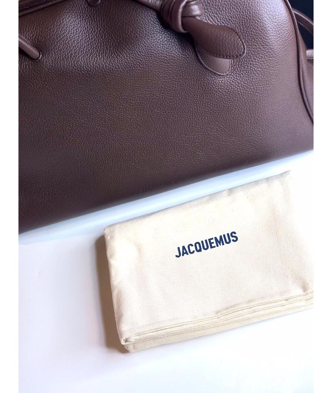 JACQUEMUS Коричневая кожаная сумка с короткими ручками, фото 7