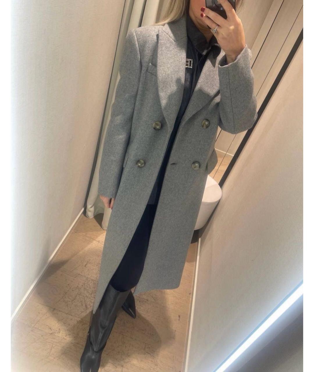 PINKO Серое шерстяное пальто, фото 4