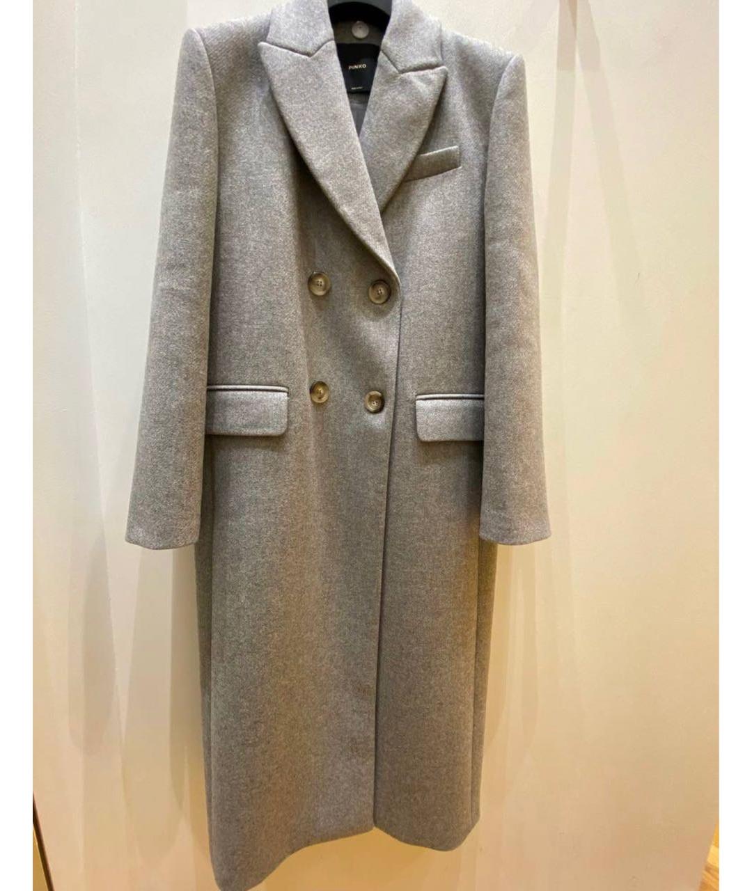 PINKO Серое шерстяное пальто, фото 6