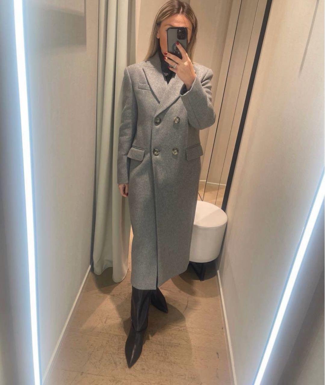 PINKO Серое шерстяное пальто, фото 2