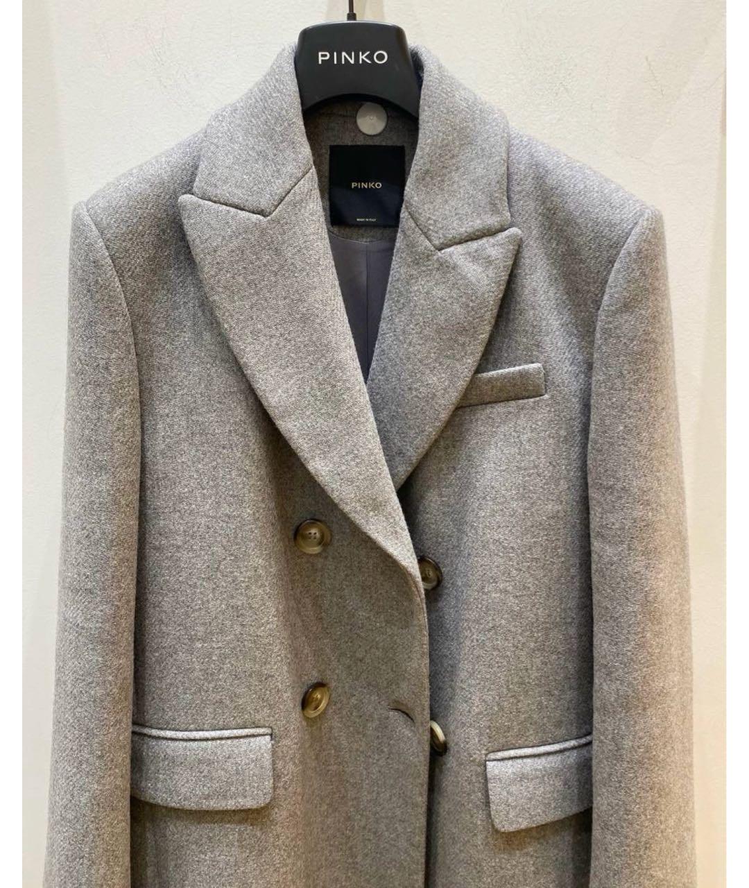 PINKO Серое шерстяное пальто, фото 5