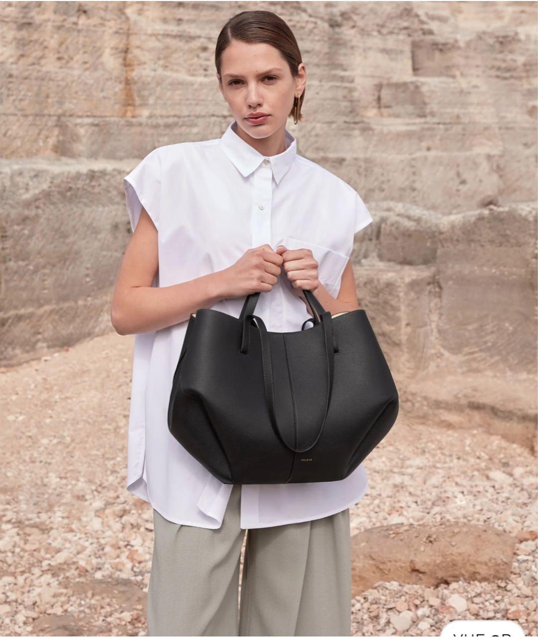 POLENE Черная кожаная сумка тоут, фото 2