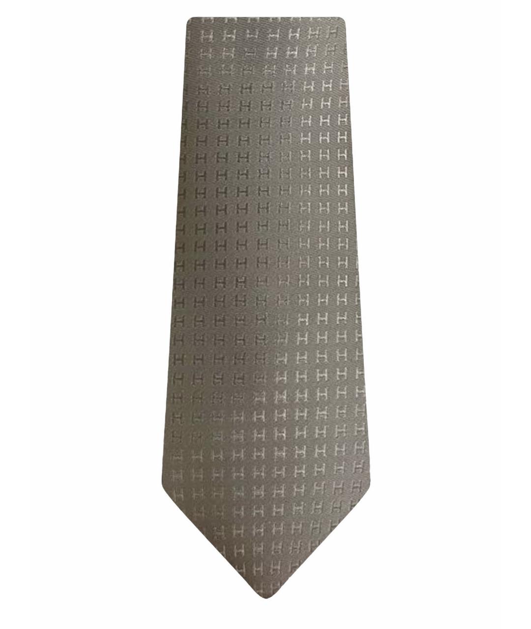 HERMES Серый шелковый галстук, фото 1