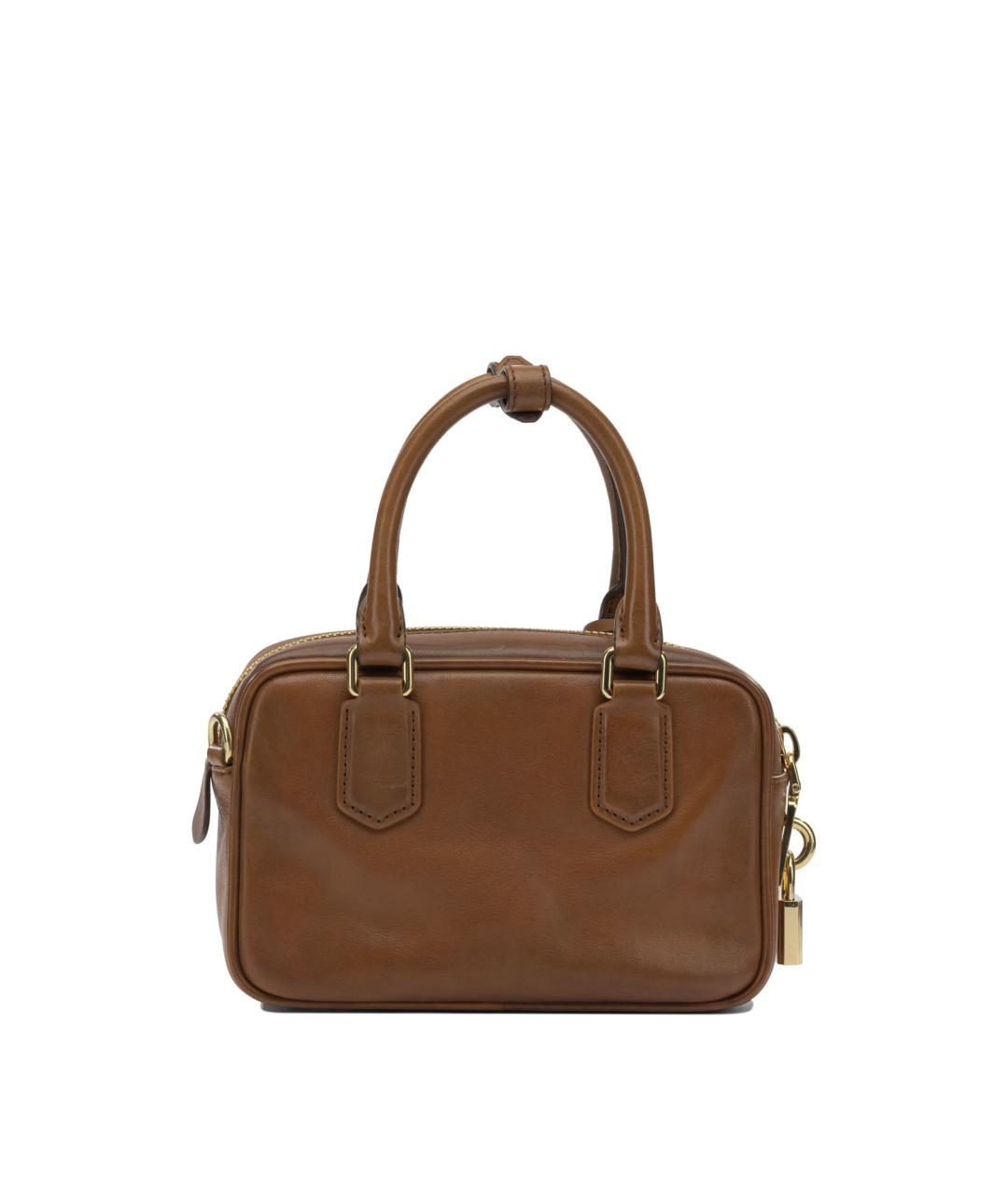 MIU MIU Коричневая кожаная сумка с короткими ручками, фото 2