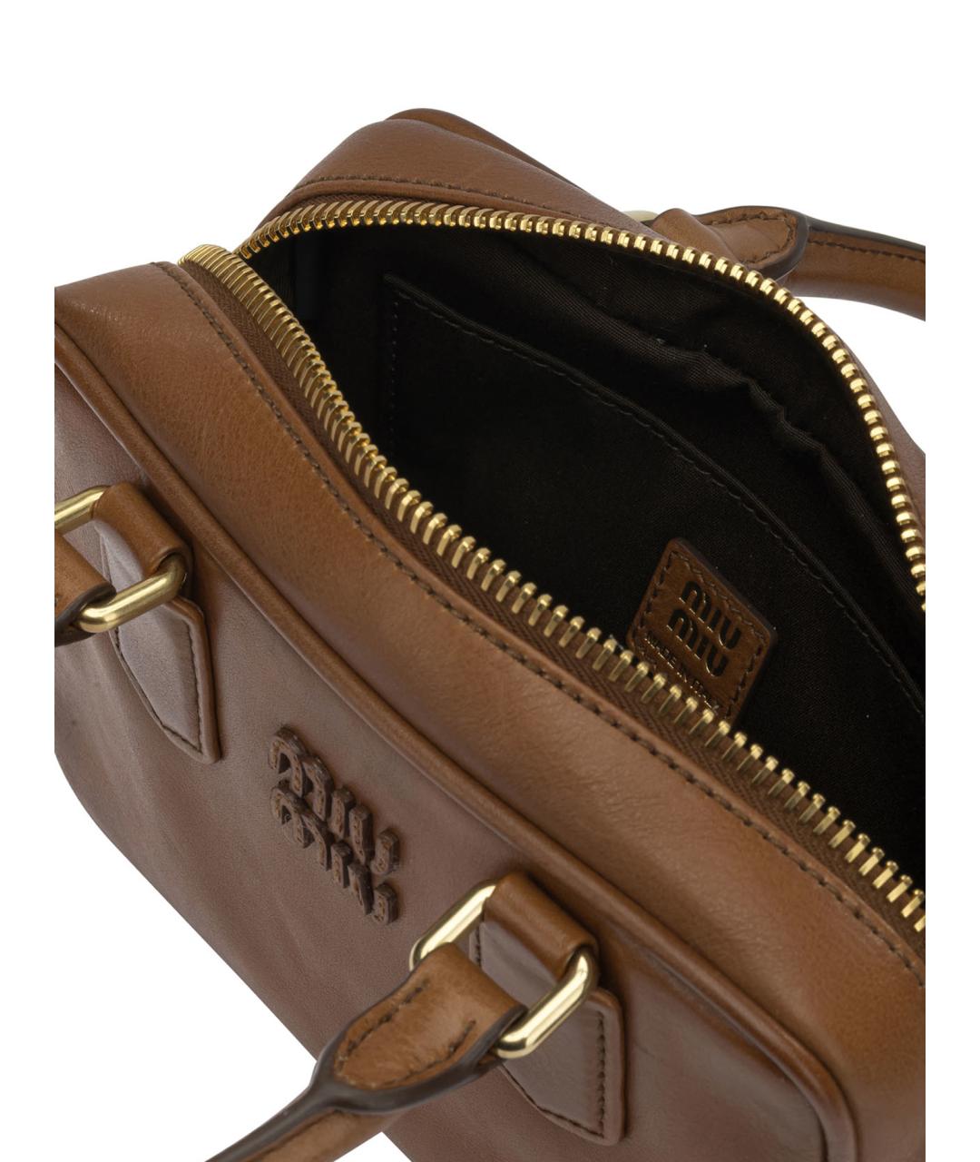 MIU MIU Коричневая кожаная сумка с короткими ручками, фото 4