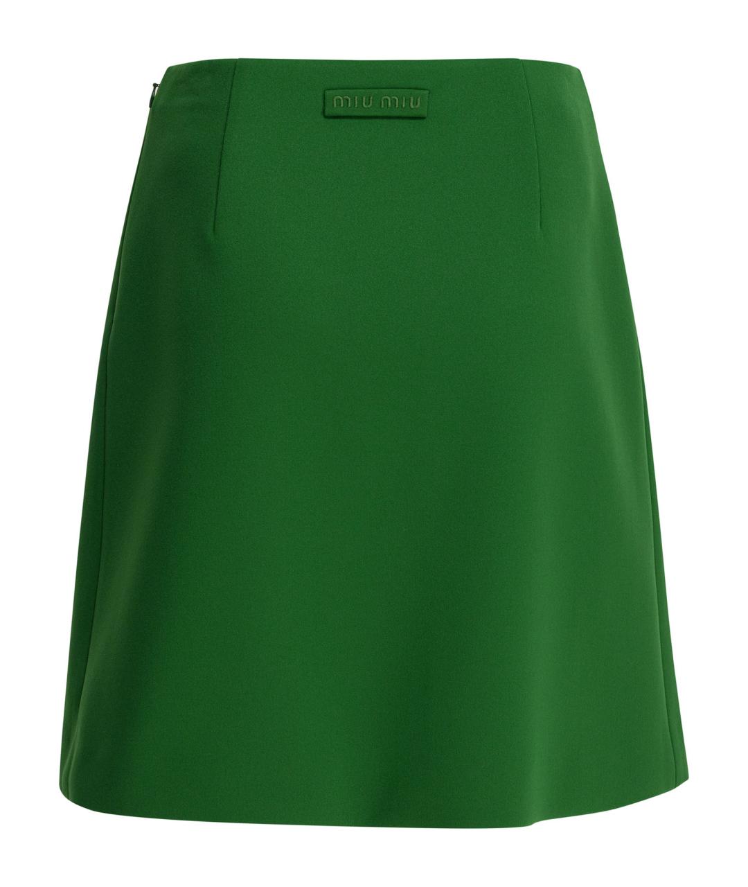 MIU MIU Зеленая полиэстеровая юбка мини, фото 2