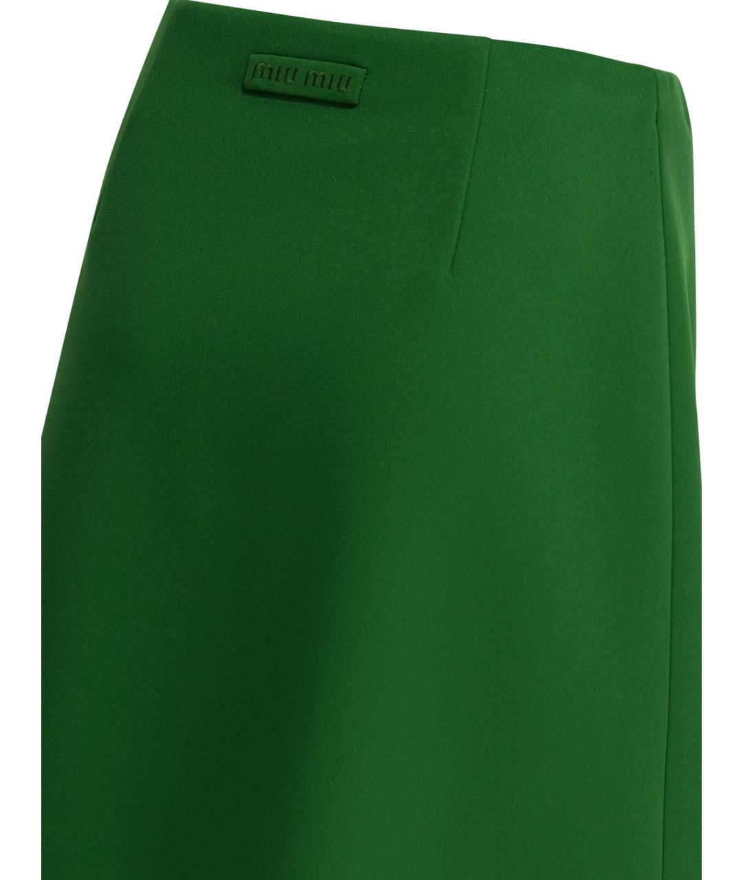 MIU MIU Зеленая полиэстеровая юбка мини, фото 4