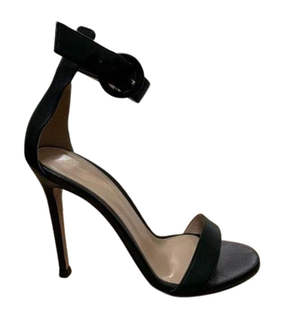 GIANVITO ROSSI Черные кожаные босоножки, фото 1