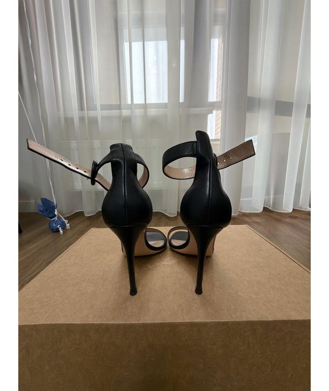 GIANVITO ROSSI Черные кожаные босоножки, фото 4