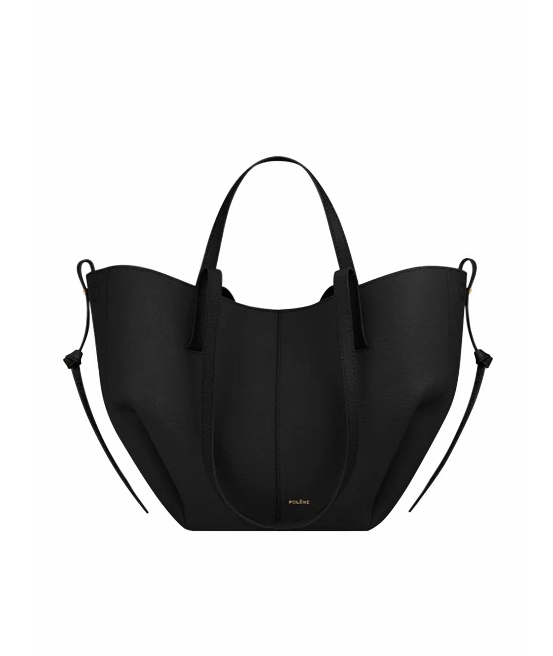 POLENE Черная кожаная сумка тоут, фото 1