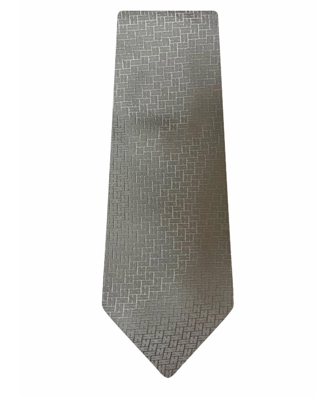 HERMES Серый шелковый галстук, фото 4