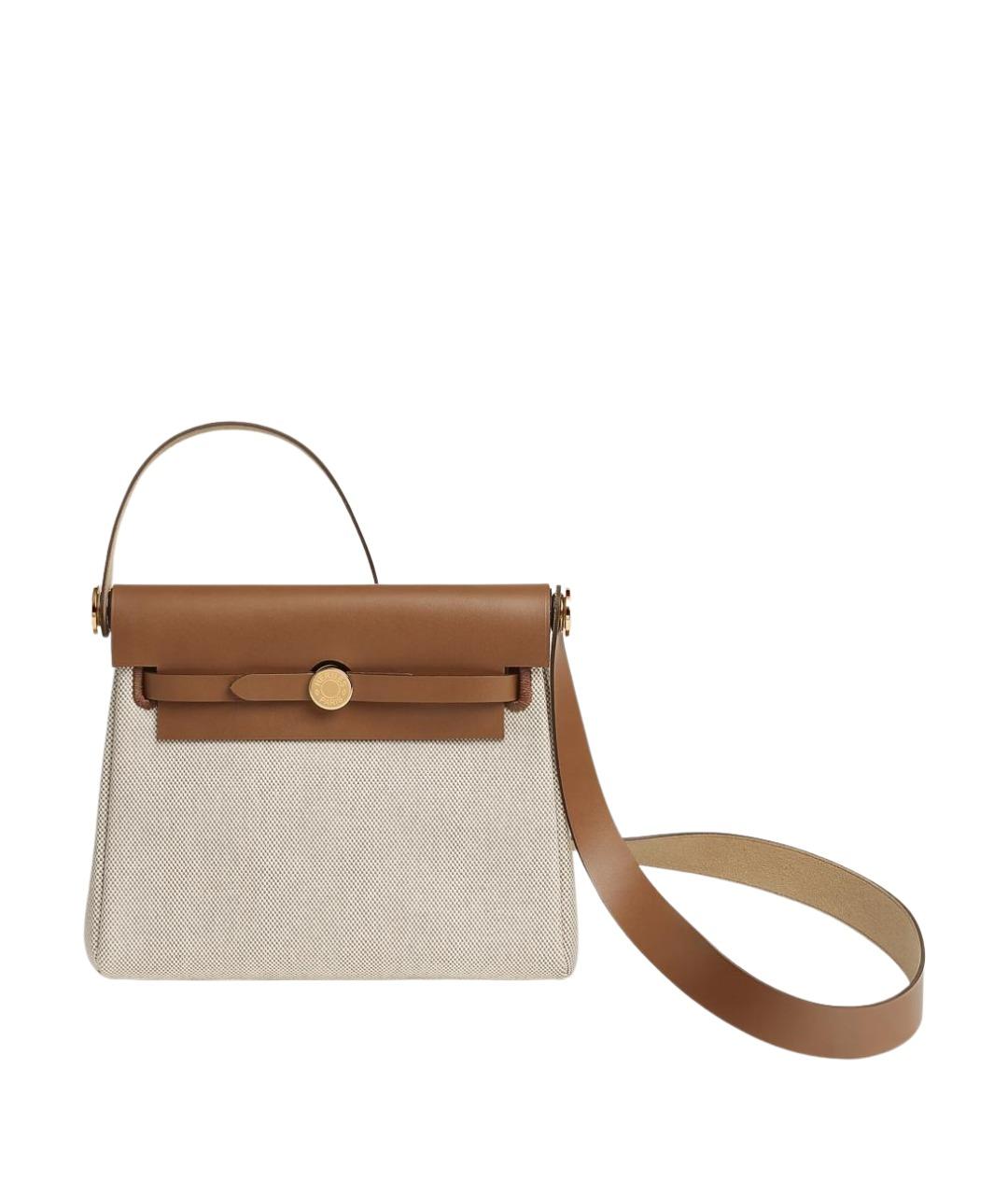 HERMES Бежевая кожаная сумка через плечо, фото 1