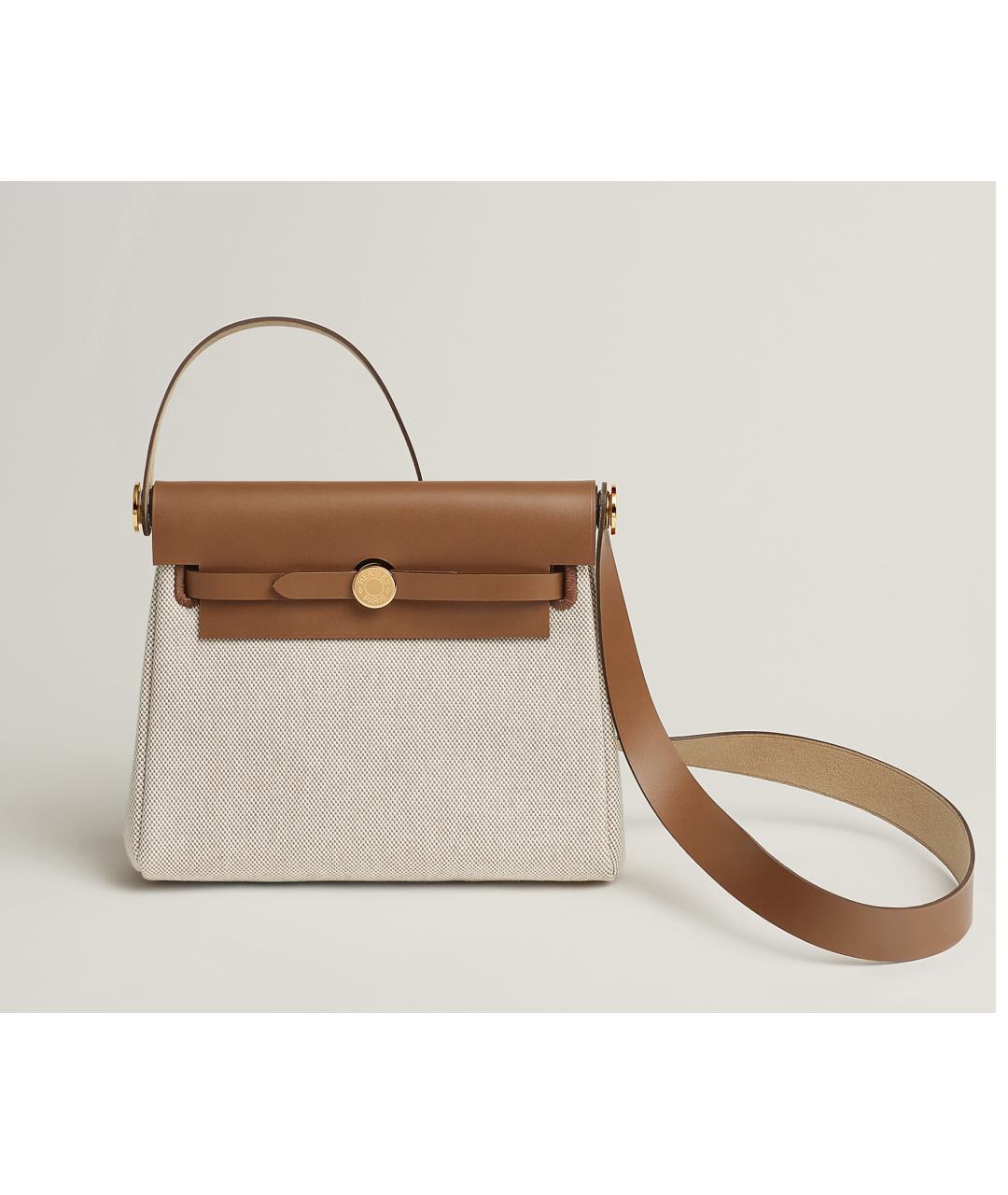 HERMES Бежевая кожаная сумка через плечо, фото 8