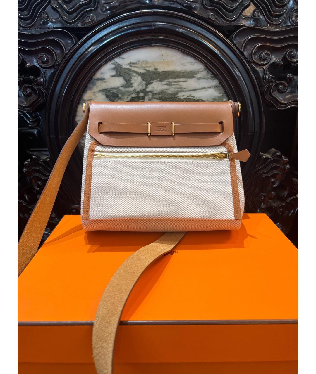 HERMES Бежевая кожаная сумка через плечо, фото 3