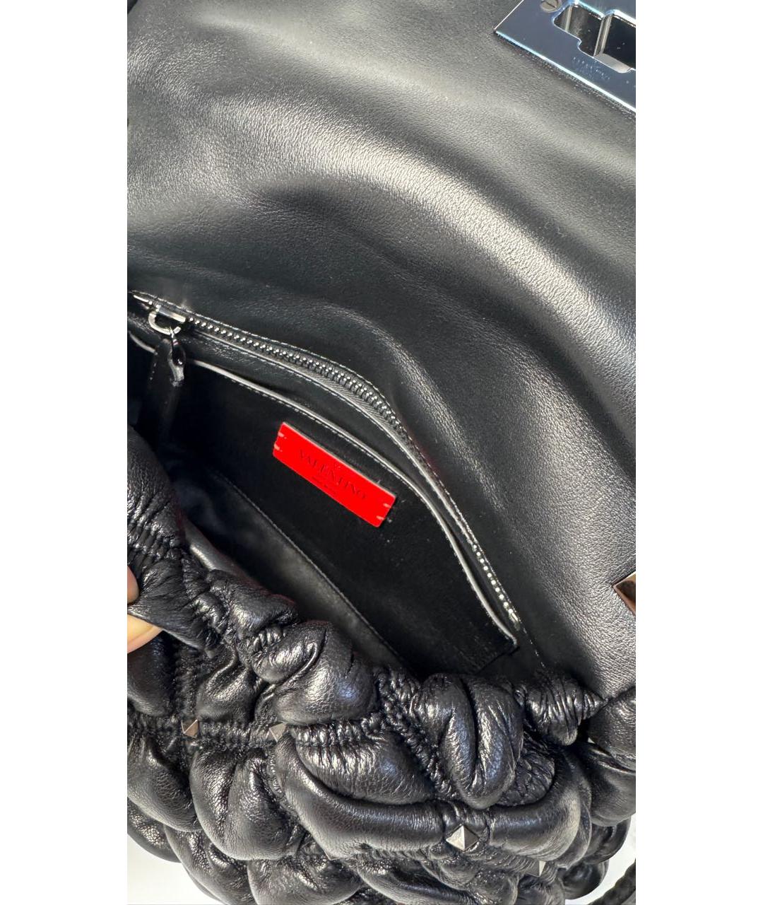 VALENTINO Черная кожаная сумка через плечо, фото 4