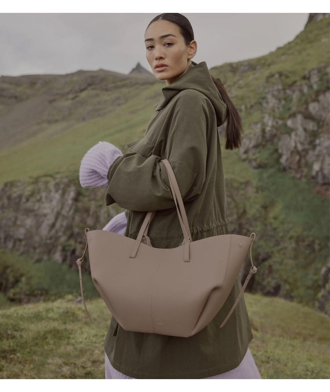 POLENE Бежевая кожаная сумка тоут, фото 2