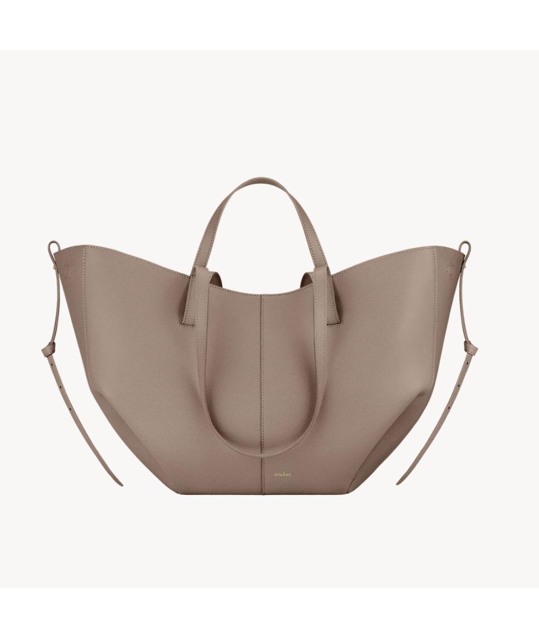 POLENE Бежевая кожаная сумка тоут, фото 5