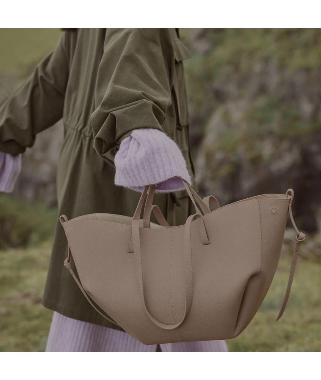 POLENE Бежевая кожаная сумка тоут, фото 4