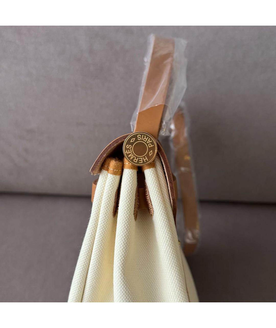 HERMES Бежевая сумка с короткими ручками, фото 6